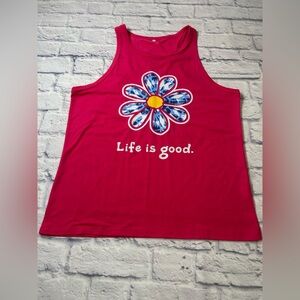 Women's Hot Pink Tank Top w/ Flower. Size XL